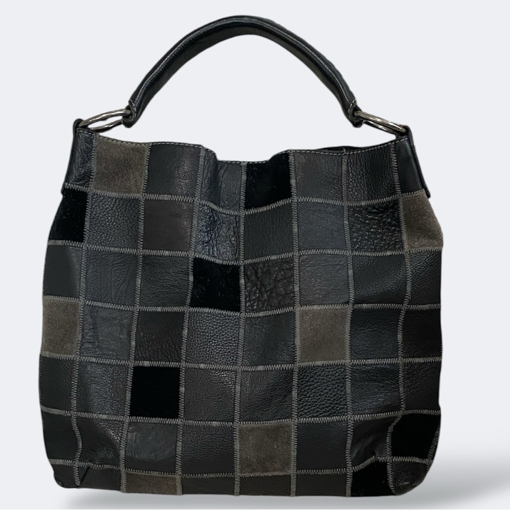 Lucky Brand Black Patchwork Leather Hobo Bag